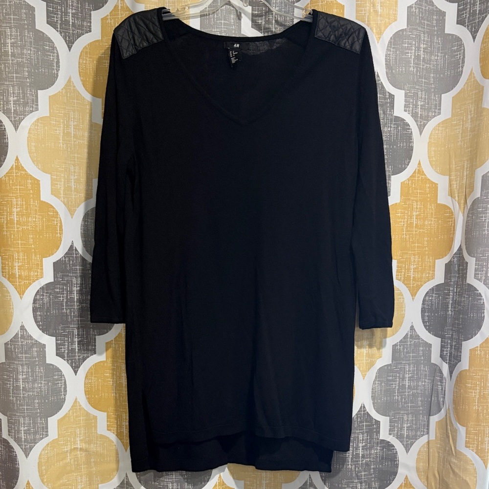 H&M Black Tunic with Quilted Shoulder Accents